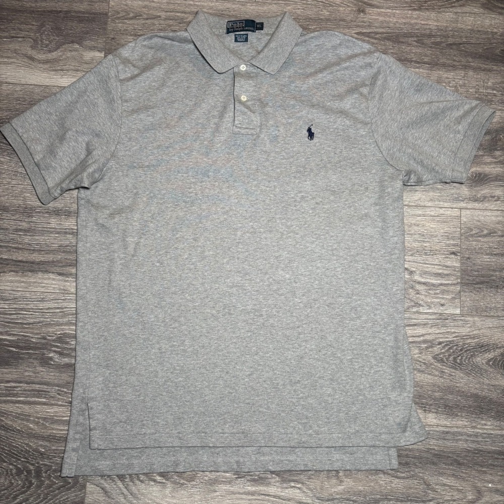 Polo‎ Ralph Lauren Mens XL Heather Grey Short Sleeve Cotton Polo Shirt Pony Logo